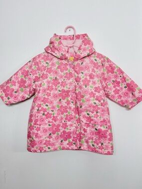 Girls Floral Rain Jacket Pink 🌸 Spring Coat Toddler Cute - Size 2-3